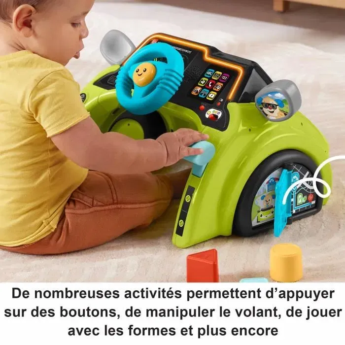 Fisher-Price HYR92 - Centre d'activités Ma Première Voiture, jouet d'apprentissage multilingue pour bébé dès 6 mois, éveil sensoriel