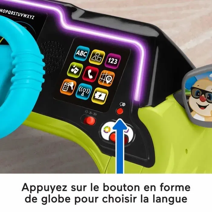 Fisher-Price HYR92 - Centre d'activités Ma Première Voiture, jouet d'apprentissage multilingue pour bébé dès 6 mois, éveil sensoriel