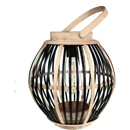 Olivie Lampe solaire en bambou avec lumière chaude - Éclairage d'appoint pour jardin extérieur et ambiance cosy - Noir