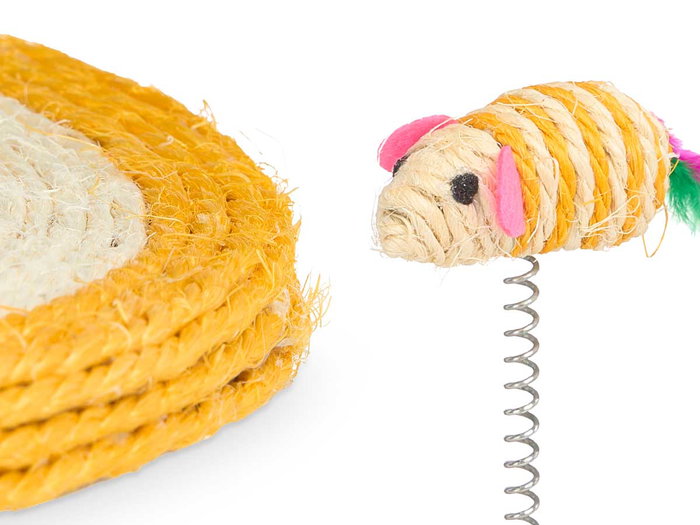 Mascow Rascador à ressort pour chat avec corde - Assortiment de couleurs, 19x24x19 cm, plastique et métal (Set de 12) Mascow Rascador à ressort pour chat avec corde - Assortiment de couleurs, 19x24x19 cm, plastique et métal (Set de 12)