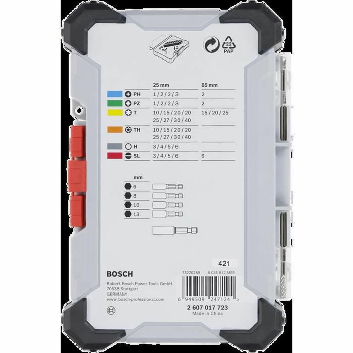 Bosch Coffret d'embouts de vissage 43 pièces en acier S2 avec boîte Pick and Click Bosch Coffret d'embouts de vissage 43 pièces en acier S2 avec boîte Pick and Click