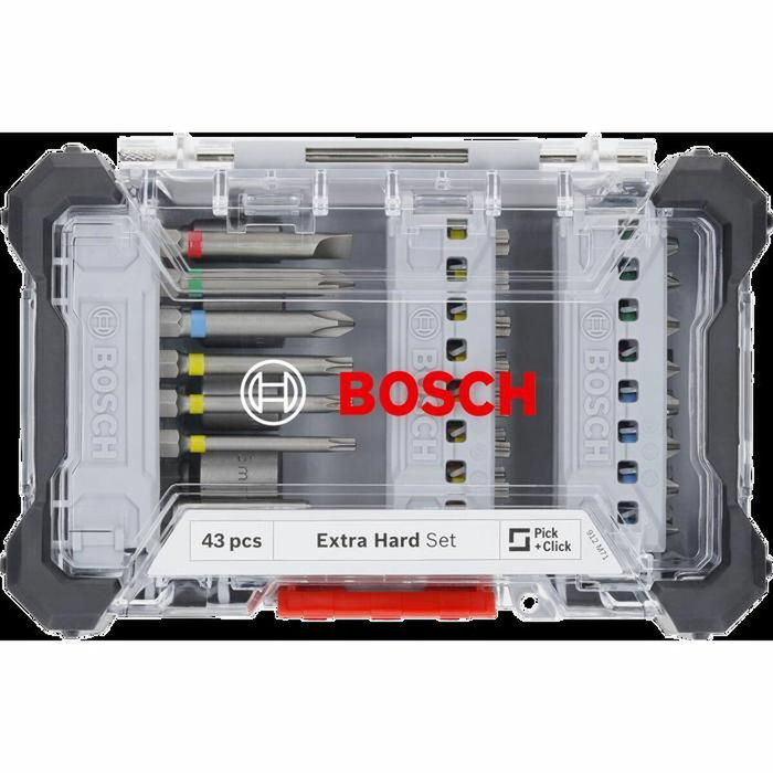 Bosch Coffret d'embouts de vissage 43 pièces en acier S2 avec boîte Pick and Click Bosch Coffret d'embouts de vissage 43 pièces en acier S2 avec boîte Pick and Click