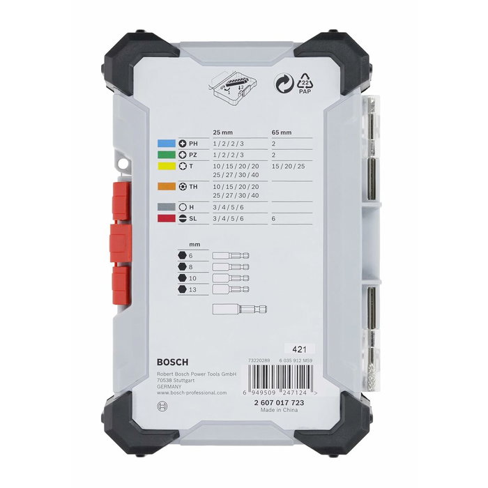 Bosch Coffret d'embouts de vissage 43 pièces en acier S2 avec boîte Pick and Click Bosch Coffret d'embouts de vissage 43 pièces en acier S2 avec boîte Pick and Click