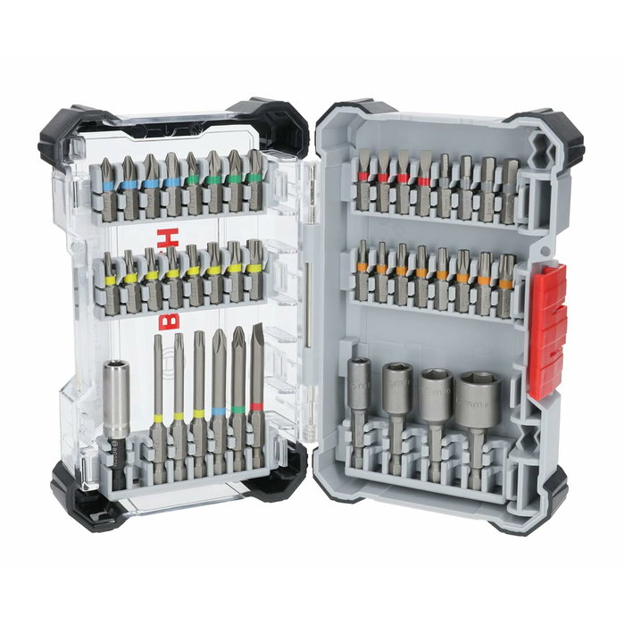 Bosch Coffret d'embouts de vissage 43 pièces en acier S2 avec boîte Pick and Click Bosch Coffret d'embouts de vissage 43 pièces en acier S2 avec boîte Pick and Click
