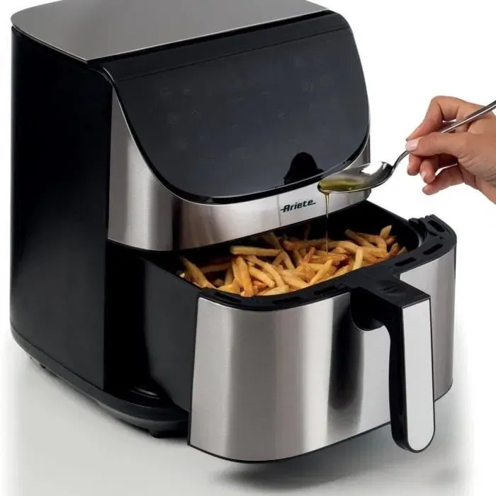 Ariete 4628 Friteuse sans huile XXL 7 litres - 2 kg - 1700 W - Écran tactile - 11 programmes - Inox brossé - Livre de recettes inclus