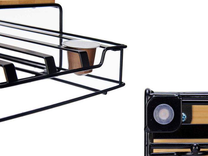 Kinvara Porte-capsules Métal Bambou 32 capsules Nespresso 21x7x31 cm (Set de 6)