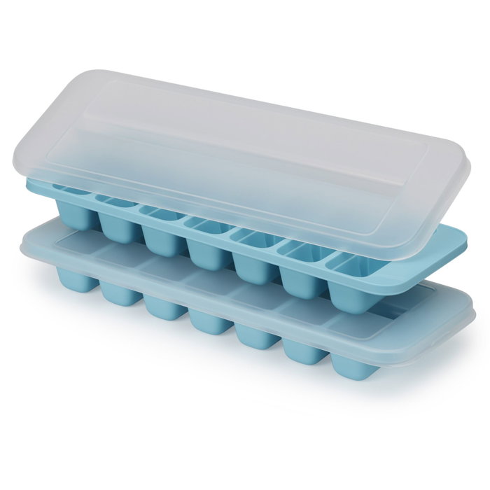 Joseph Joseph Flow Lot de 2 bacs à glaçons faciles à remplir, Bleu Joseph Joseph Flow Lot de 2 bacs à glaçons faciles à remplir, Bleu