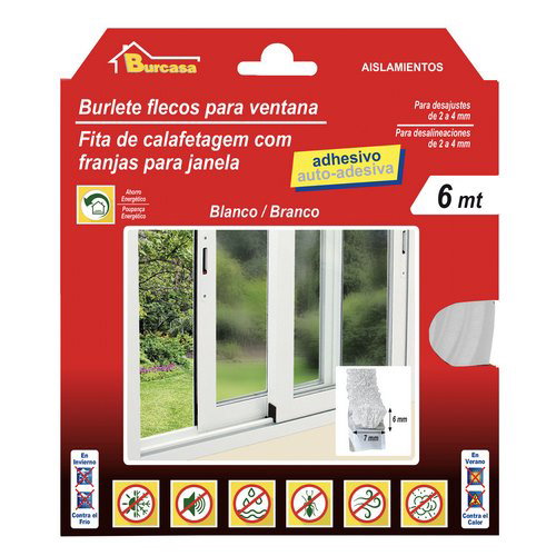 Burcasa Joint à franges pour fenêtre adhésif 7x6mm blanc