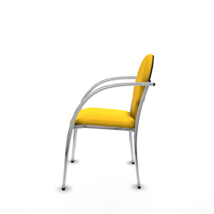 Piqueras Y Crespo Chaise Hellín jaune avec bras fixes et finition similicuir
