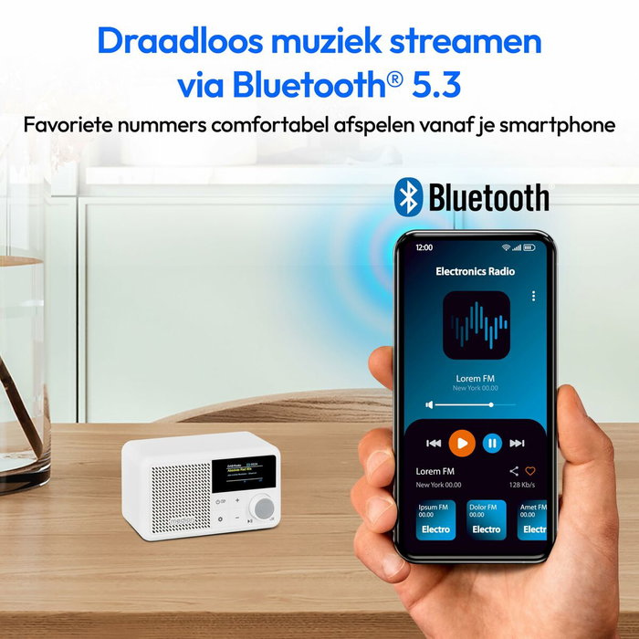 Medion Radio numérique DAB+/FM et Bluetooth, Écran TFT 1.47 pouces - Blanc