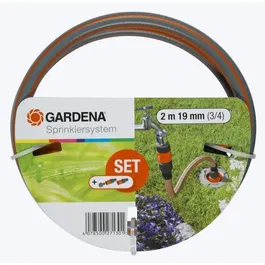 Gardena Set de Connexion Grand Débit pour Robinet et Irrigation - Inclut Raccords Rapides, Tuyau 19 mm