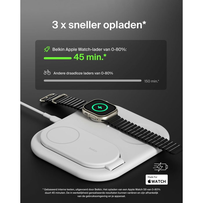 Belkin Socle de recharge Qi2 3-en-1 Blanc Belkin Socle de recharge Qi2 3-en-1 Blanc