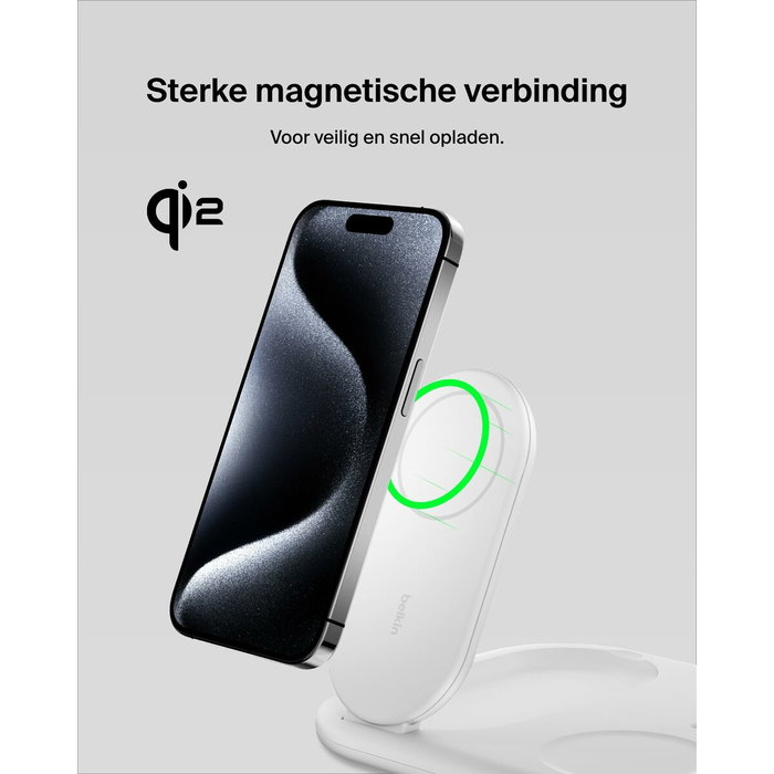 Belkin Socle de recharge Qi2 3-en-1 Blanc Belkin Socle de recharge Qi2 3-en-1 Blanc
