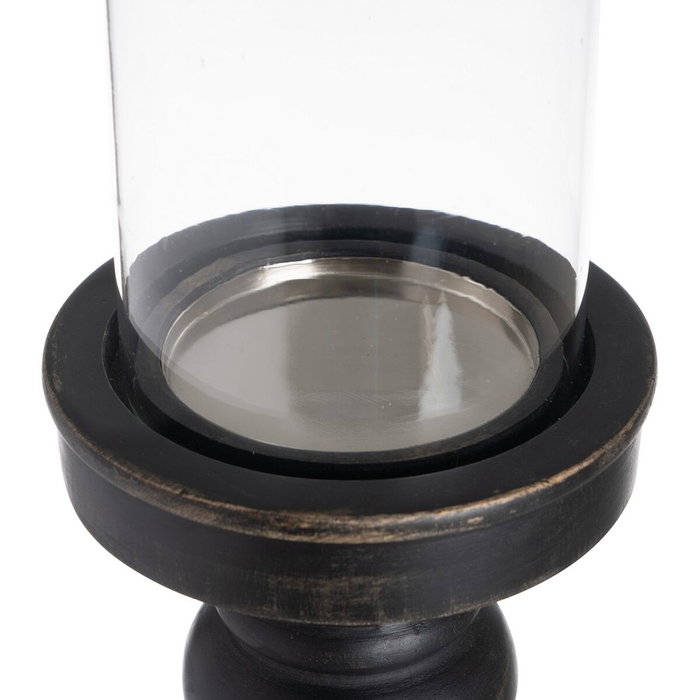 BigBuy Home Bougeoir Noir Bois Verre 12 x 12 x 55 cm BigBuy Home Bougeoir Noir Bois Verre 12 x 12 x 55 cm