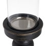 BigBuy Home Bougeoir Noir Bois Verre 12 x 12 x 55 cm