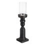 BigBuy Home Bougeoir Noir Bois Verre 12 x 12 x 55 cm