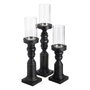 BigBuy Home Bougeoir Noir Bois Verre 12 x 12 x 55 cm