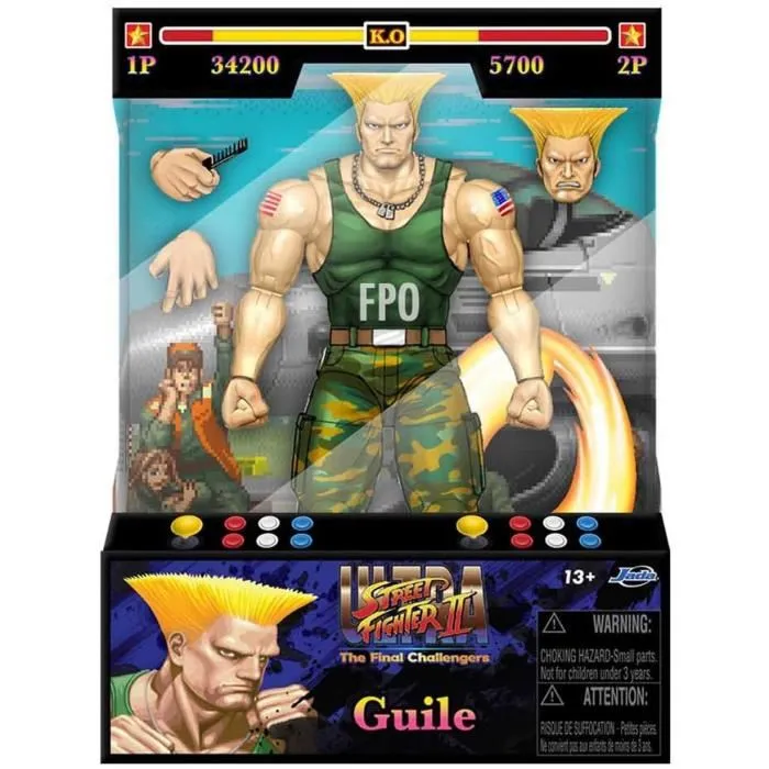 Jada - Figurine articulée Street Fighter - Guile - 15 cm avec accessoires - À partir de 8 ans