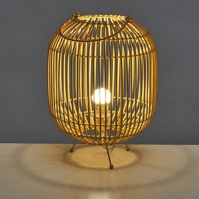 BigBuy Home Lampe de bureau Naturel Métal Rotin