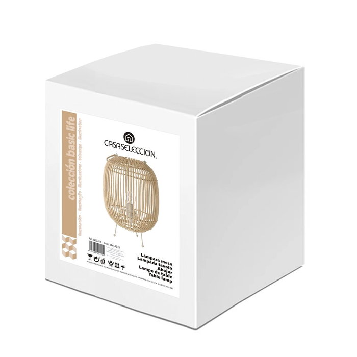 BigBuy Home Lampe de bureau Naturel Métal Rotin