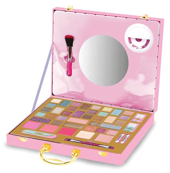 Nice - Coffret de maquillage 'Pink It Selfie' avec anneau lumineux pour selfies - 2 niveaux de luminosité - Rose