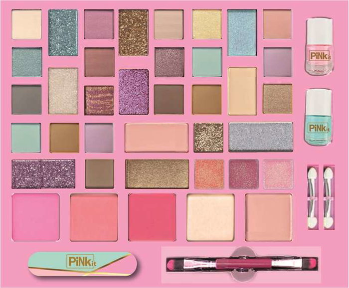 Nice - Coffret de maquillage 'Pink It Selfie' avec anneau lumineux pour selfies - 2 niveaux de luminosité - Rose