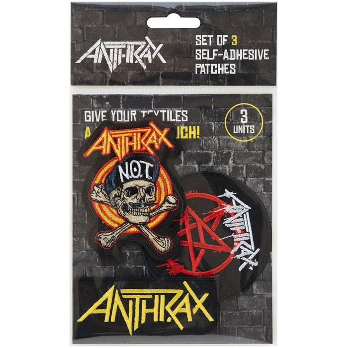 ERIK - Set de 3 patches bande Anthrax en polyester à coudre ou coller - Différents designs