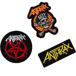 ERIK - Set de 3 patches bande Anthrax en polyester à coudre ou coller - Différents designs