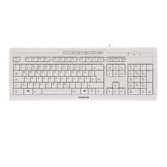 Cherry STREAM 3.0 Clavier USB Ultra-plat, Design Ergo Silencieux, Résistant aux Éclaboussures, Touches Laser, 6 HotKeys, Bleu