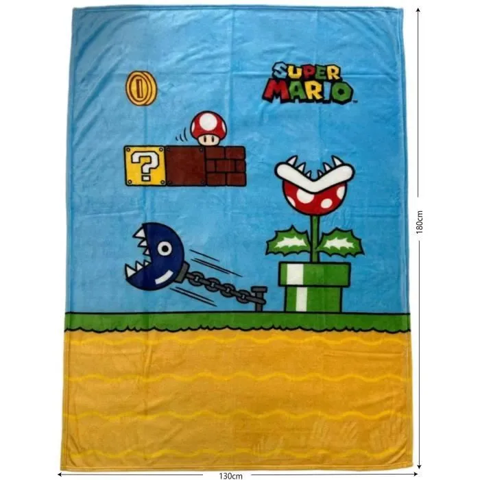 Mario Bros Plaid - Super Mario - Coral ultra doux 130 x 180 cm - Décoration intérieure et accessoire de confort