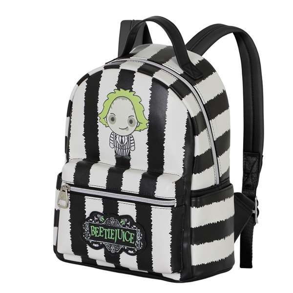 Karactermania - Sac à dos Heady Bitelchús / Beetlejuice Stripes - Sac à dos urbain PVC avec compartiments - 24.5 x 15 x 29 cm - Blanc Karactermania - Sac à dos Heady Bitelchús / Beetlejuice Stripes - Sac à dos urbain PVC avec compartiments - 24.5 x 15 x 29 cm - Blanc