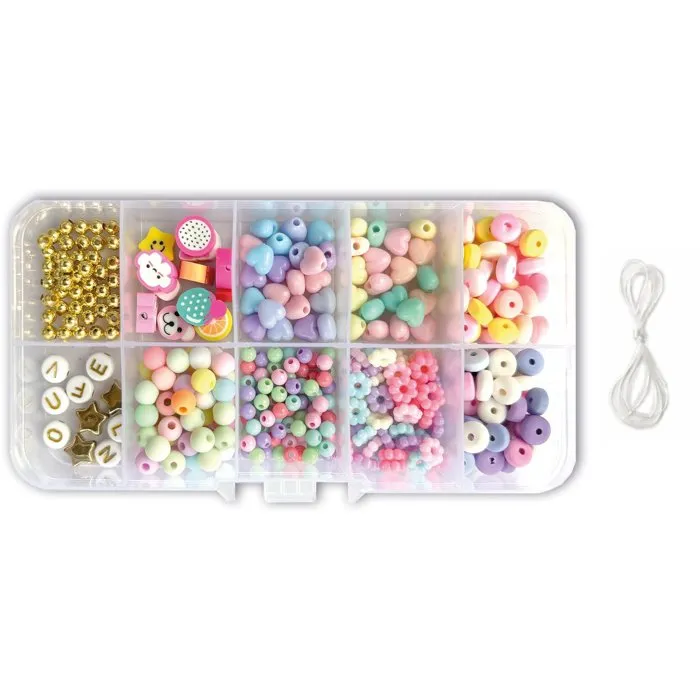 Sycomore - Kit de Création de Bijoux pour Bracelets Kawaii avec Perles et Fil Élastique - Atelier de 9 Bracelets - Dès 7 Ans