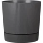 GARDEN ID - Lino - Pot de fleurs avec réserve d'eau rond - Ø 47 cm - 43 L - Gris métallique