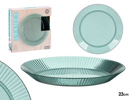 LEKNES PLATO RAYAS VERDE 23CM DIAM