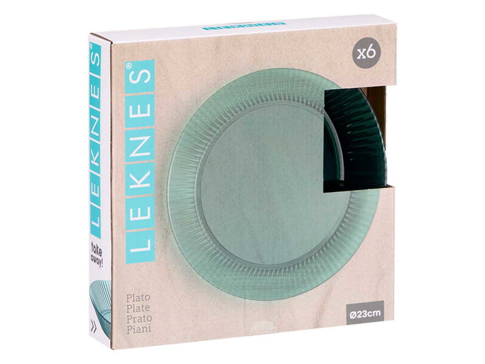 Leknes Assiette Rayures Verte 23 cm Diamètre Plastique PS (Set de 24)