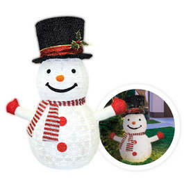 Bambasy Bonhomme de neige pliable LED 700mm, 8 fonctions, lumière chaude
