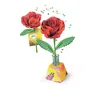 Clementoni - Crée tes fleurs - Rose - Kit créatif pour assembler et personnaliser 2 fleurs avec tiges, pétales à colorer, corolles et porte-fleur