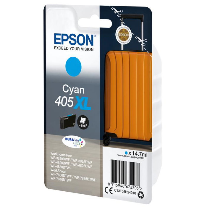 Epson C13T05H24010 - Cartouche d'encre cyan haute capacité 405XL pour imprimantes Epson