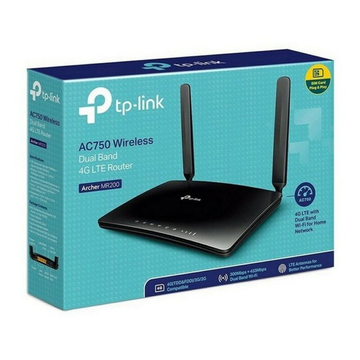 TP-LINK Routeur 4G+ Cat6 MR200 V4 / Archer MR200 V4, Modem Routeur 4G LTE Advanced avec Ports Gigabit Ethernet, Noir