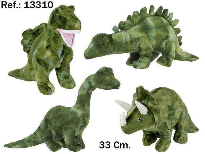 Beatriz - Peluche Dinosaure vert 33 cm - Modèle assorti aléatoire - Jeu en français