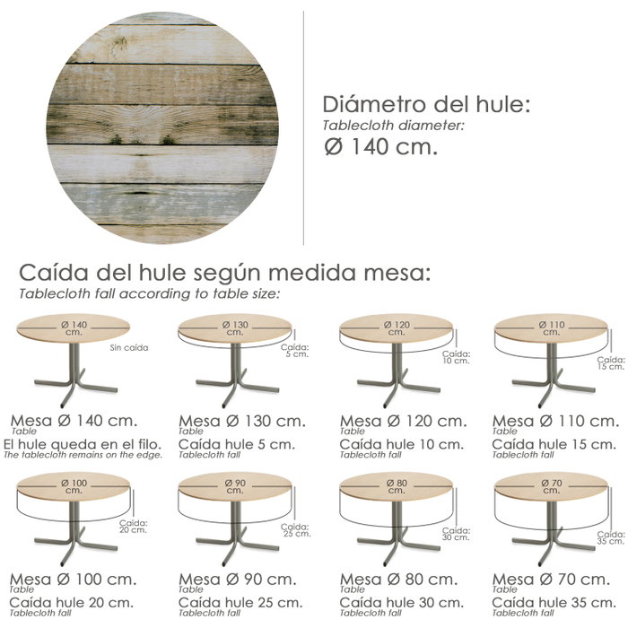 ORYX Nappe Ronde Motif Planches de Bois Ø 140 cm ORYX Nappe Ronde Motif Planches de Bois Ø 140 cm