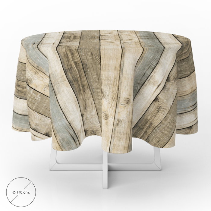 ORYX Nappe Ronde Motif Planches de Bois Ø 140 cm ORYX Nappe Ronde Motif Planches de Bois Ø 140 cm