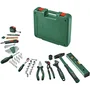 Bosch - Jeu d'outils à main 63 pièces, coffret complet avec scie, tournevis, douilles, cliquet 1/4", marteau, mètre ruban et niveau pour bricolage