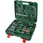 Bosch - Jeu d'outils à main 63 pièces, coffret complet avec scie, tournevis, douilles, cliquet 1/4", marteau, mètre ruban et niveau pour bricolage