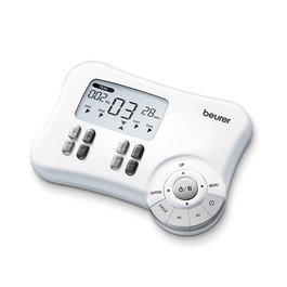 Beurer EM-80 Électrostimulateur Digital 3-en-1 TENS/EMS avec Masage, 4 Canaux, 8 Électrodes Autoadhésifs pour Soulagement de la Douleur et Renforcement Musculaire
