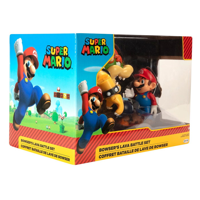 JAKKS PACIFIC Super Mario vs Bowser Set de Figurines Articulées 6 cm + Bombe - Anglais Français Allemand Italien Portugais Espagnol - Âge 3+