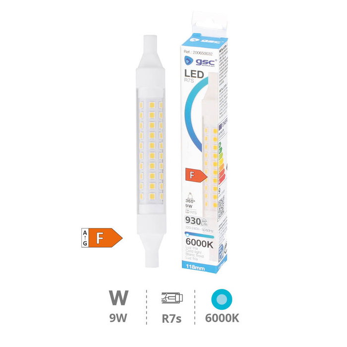 GSC Evolution Ampoule linéaire LED 118mm R7s 9W 6000K