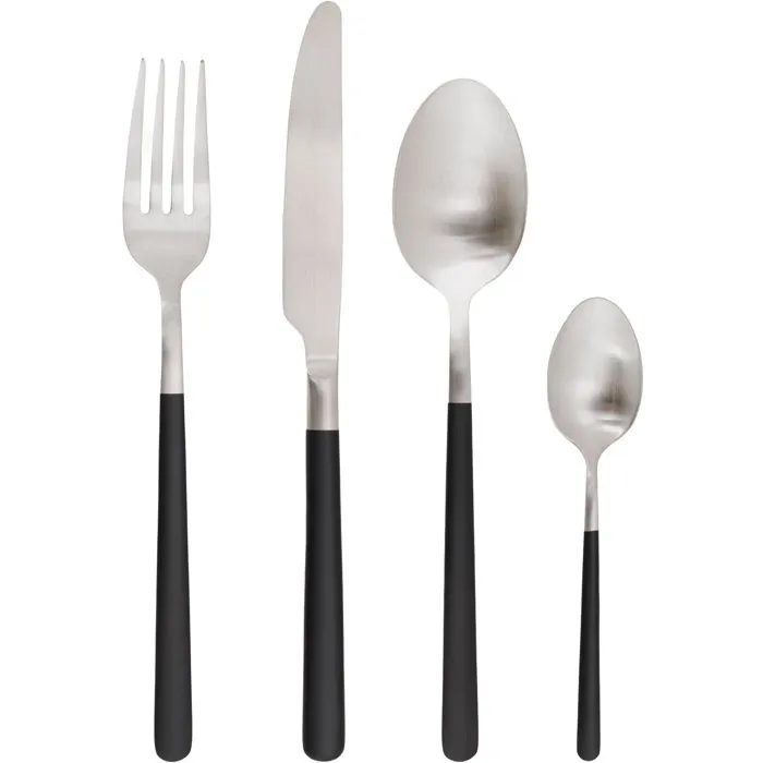 Cosy & Trendy Set de couverts Olivia 16 pcs - Noir brossé