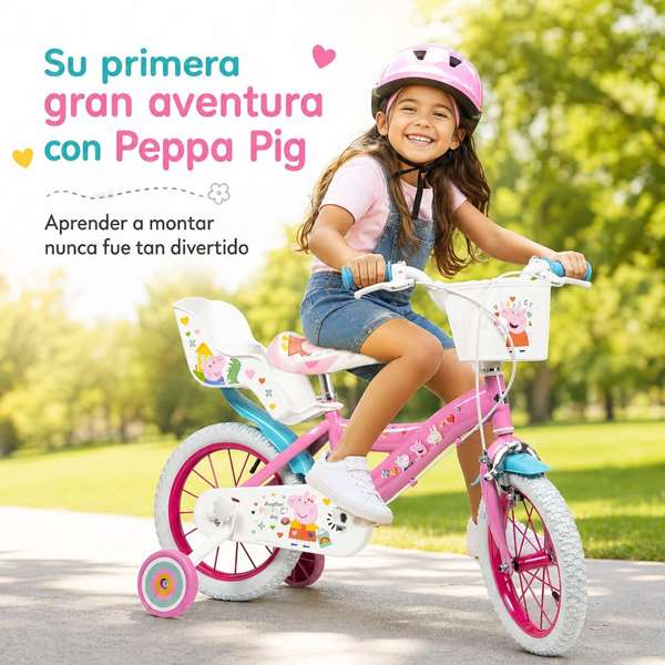 Peppa Pig - Bicicleta pour enfants fille 14 pouces, couleur rose, âge recommandé 4 à 6 ans (36 mois min), cadre fer, nécessite assemblage