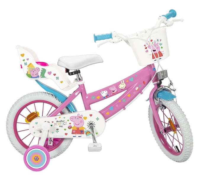 Peppa Pig - Bicicleta pour enfants fille 14 pouces, couleur rose, âge recommandé 4 à 6 ans (36 mois min), cadre fer, nécessite assemblage